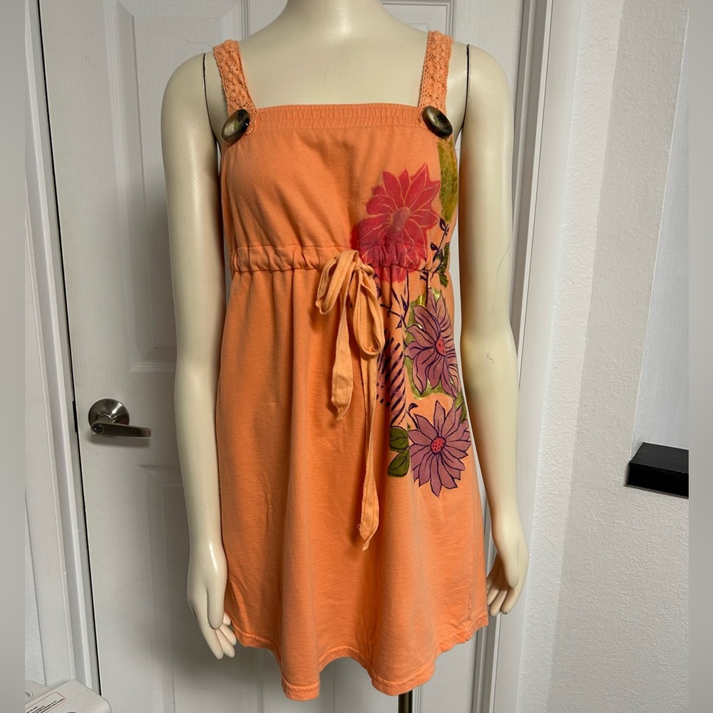 Scrapbook Orange Crochet Floral Tank Dress Small.